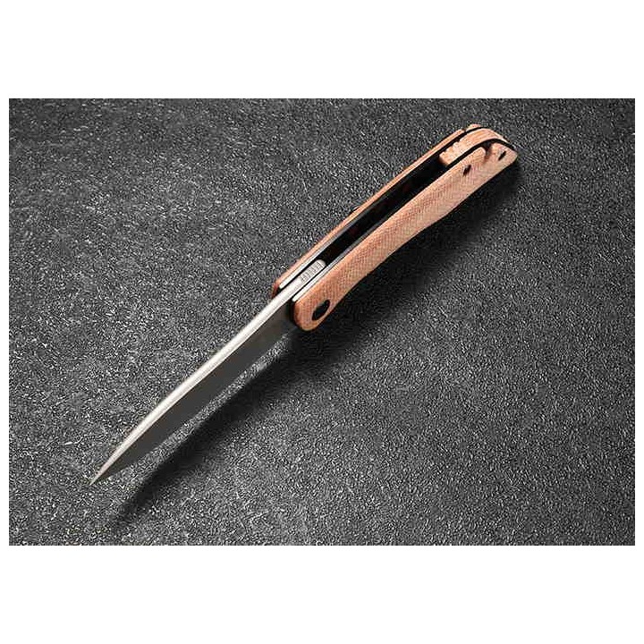 Couteau CMB Made Knives Blaze Brown Lame Acier D2 Manche Micarta IKBS Linerlock Clip CMB06B - Livraison Gratuite