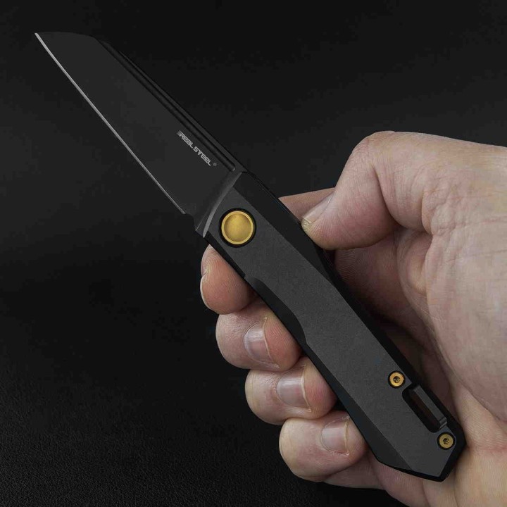 Couteau Real Steel Solis Slip Joint Manche Titane Lame Acier N690 Clip RS7063G - Livraison Gratuite