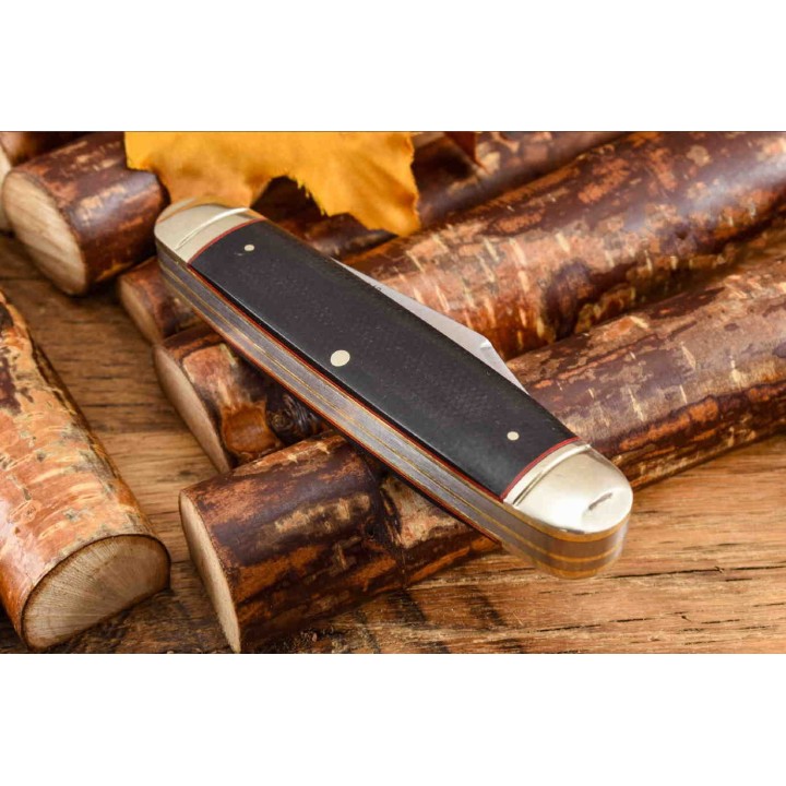 Couteau Rough Ryder Highland Cattleman Black Micarta 2 Lames Acier 440 RR2380 - Livraison Gratuite