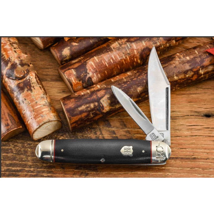 Couteau Rough Ryder Highland Cattleman Black Micarta 2 Lames Acier 440 RR2380 - Livraison Gratuite