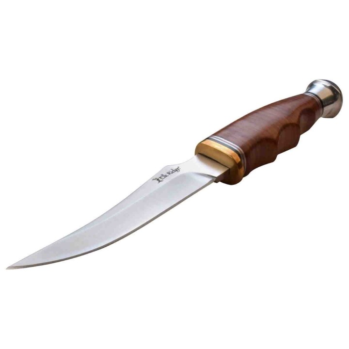 Couteau de Chasse Elk Ridge Outskirt Skinner Lame Acier 8Cr13MoV Manche & Etui Cuir ER20028LBR - Livraison Gratuite