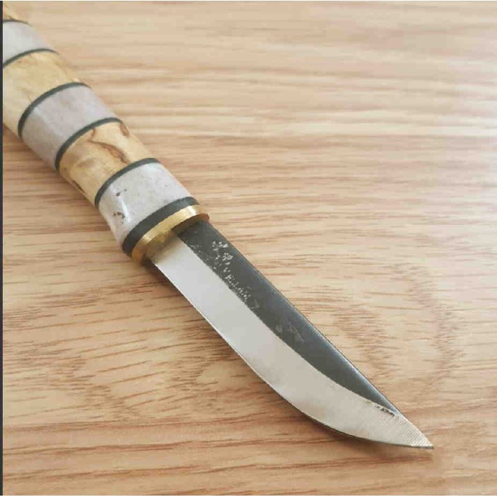 Couteau Puukko Kellam Tonttu Lame Acier Carbone 1095 Manche Bois de Renne Etui Cuir Finlande KLA3060 - Livraison Gratuite