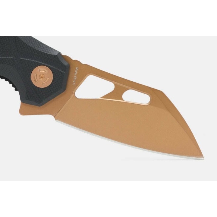 Couteau Fox Edge Atrax Bronze Lame Acier 8Cr13MoV Manche G10 IKBS Linerlock Clip FE011 - Livraison Gratuite