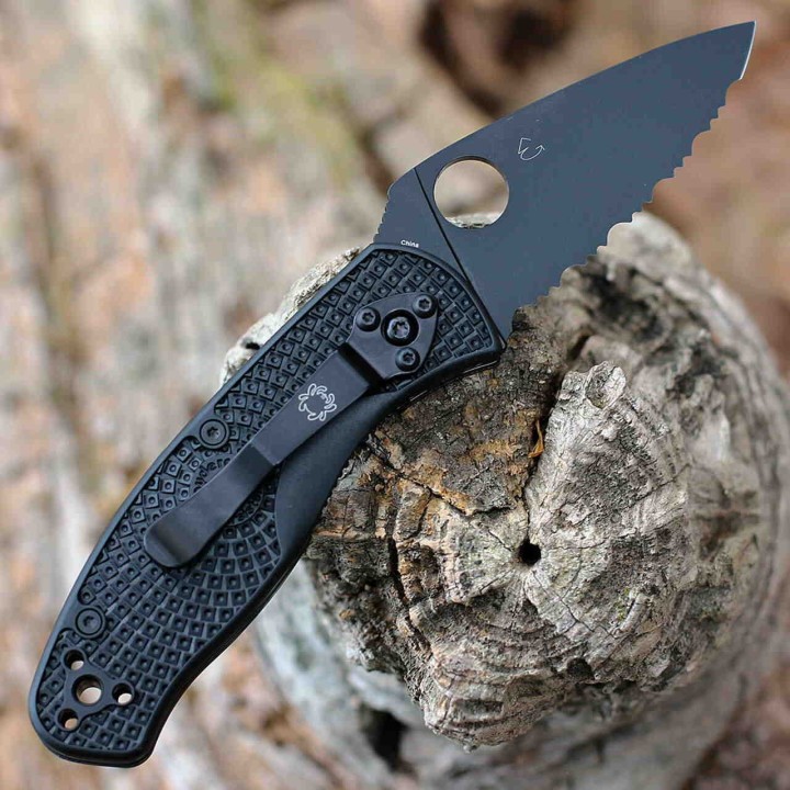 Couteau Spyderco Persistence Lightweight Lame Acier 8Cr13Mov Black Serr  Manche FRN Linerlock SC136SBBK - Livraison Gratuite