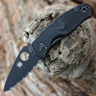 Couteau Spyderco Persistence Lightweight Lame Acier 8Cr13Mov Black Serr  Manche FRN Linerlock SC136SBBK - Livraison Gratuite
