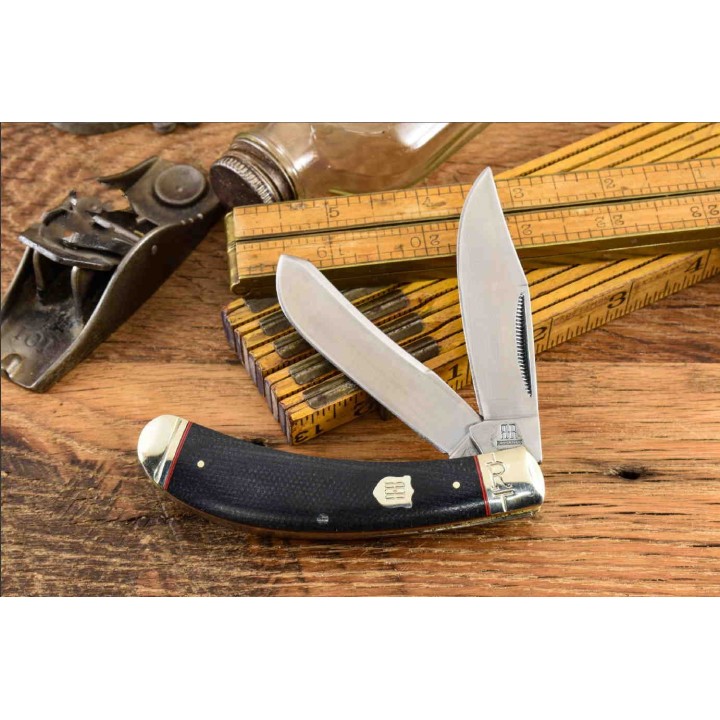 Couteau Rough Ryder Bow Highland Blue Jean Lame Acier 440 Manche Micarta RR2379 - Livraison Gratuite