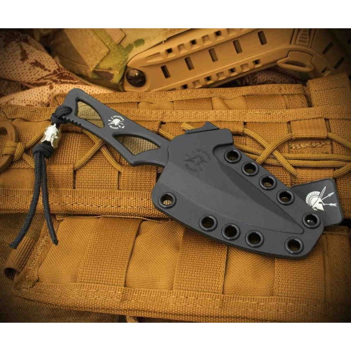 Couteau Tactical Spartan Blades Enyo Lame Acier AUS-8 Manche Squelette Etui ABS SBBL2BK - Livraison Gratuite