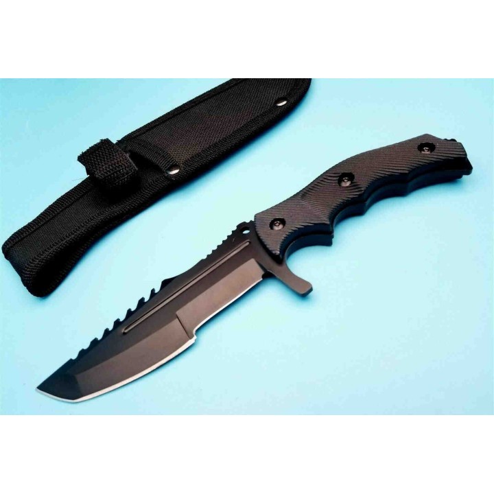 Couteau De Survie Tracker Tanto Lame Acier Inox Manche ABS Etui Nylon CN211548BK - Livraison Gratuite