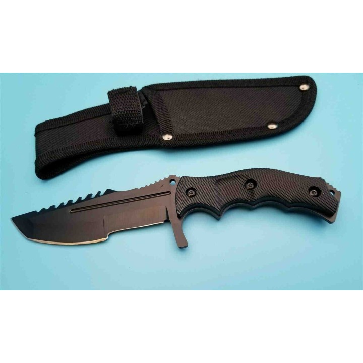 Couteau De Survie Tracker Tanto Lame Acier Inox Manche ABS Etui Nylon CN211548BK - Livraison Gratuite