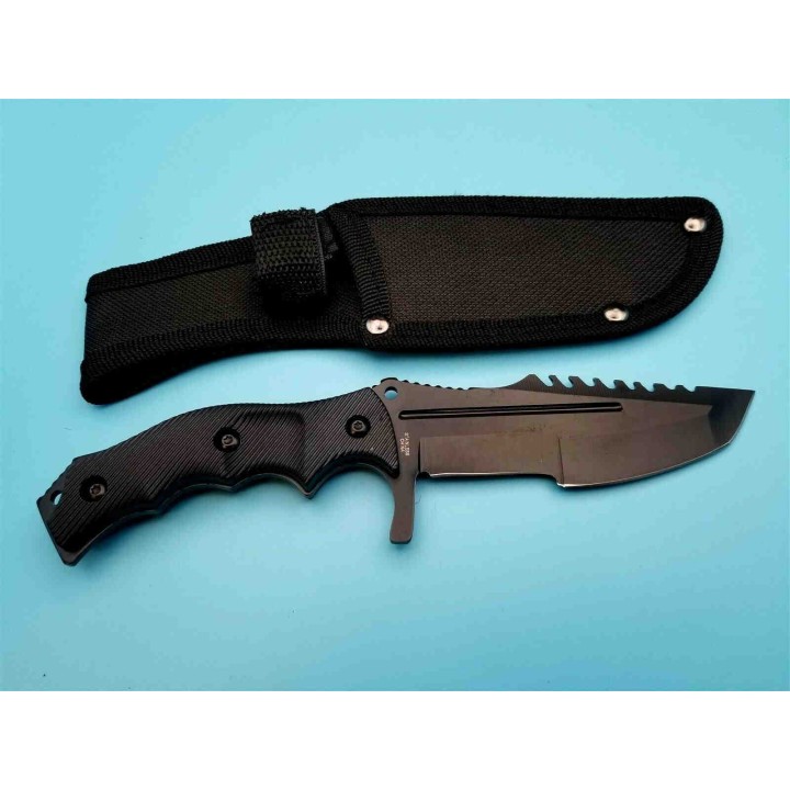 Couteau De Survie Tracker Tanto Lame Acier Inox Manche ABS Etui Nylon CN211548BK - Livraison Gratuite