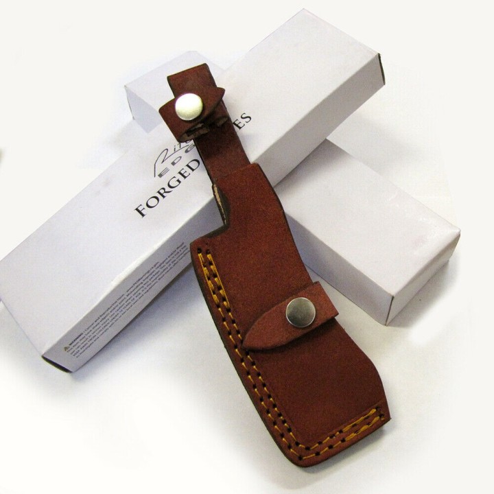 Couperet Fabrication Artisanal Forgé Dans un Clou de Rail Acier Carbone Etui Cuir PA4436 - Livraison Gratuite
