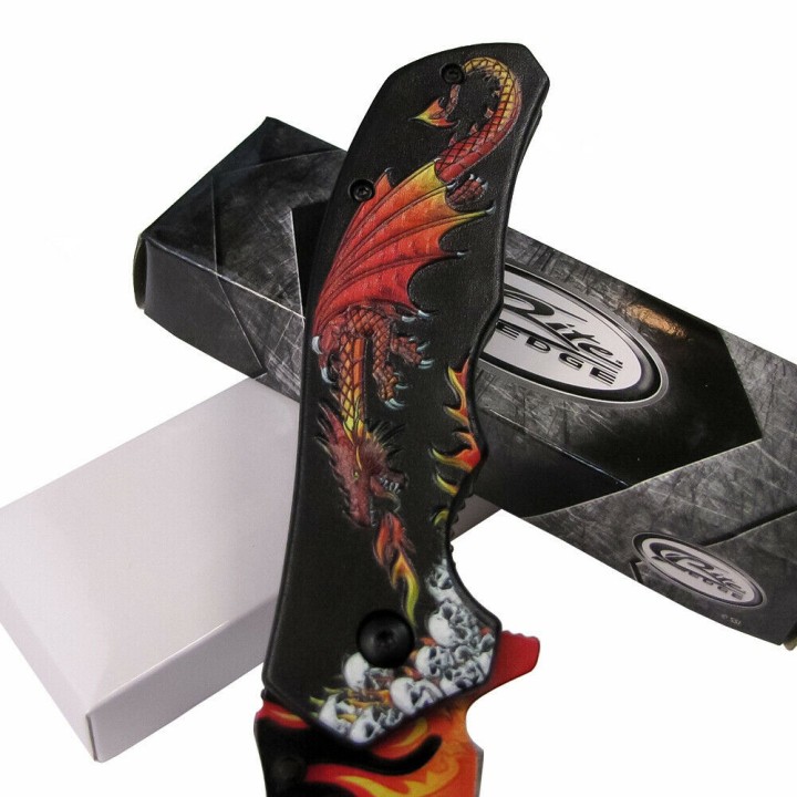 Lot de 3 Couteau Dragon Flame A/O Lame Acier Inox Manche ABS CN300549RD - Livraison Gratuite