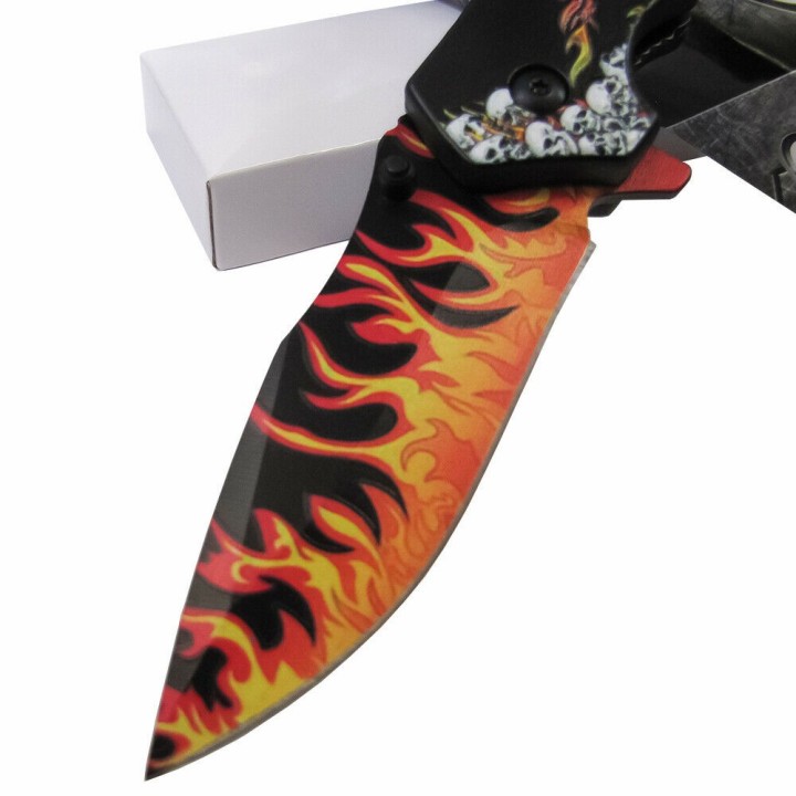 Lot de 3 Couteau Dragon Flame A/O Lame Acier Inox Manche ABS CN300549RD - Livraison Gratuite