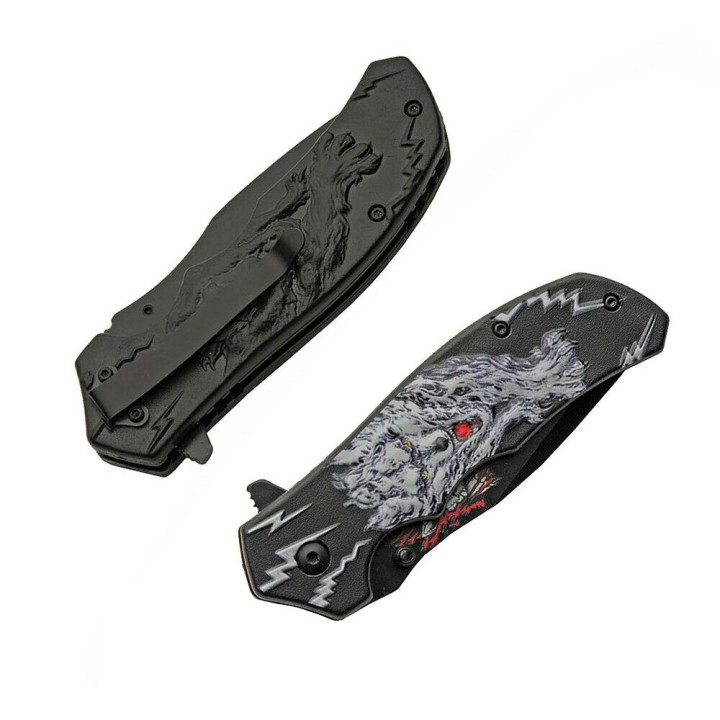 Lot de 3 Couteau White Wolf Hunter A/O Lame Acier Inox Manche ABS Linerlock Clip CN300548WH - Livraison Gratuite