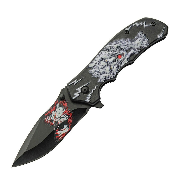 Lot de 3 Couteau White Wolf Hunter A/O Lame Acier Inox Manche ABS Linerlock Clip CN300548WH - Livraison Gratuite