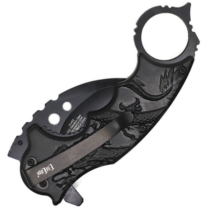 Lot de 3 Couteau ElitEdge Red Dragon Karambit Lame Acier Inox Manche Abs EE10A52RD - Livraison Gratuite