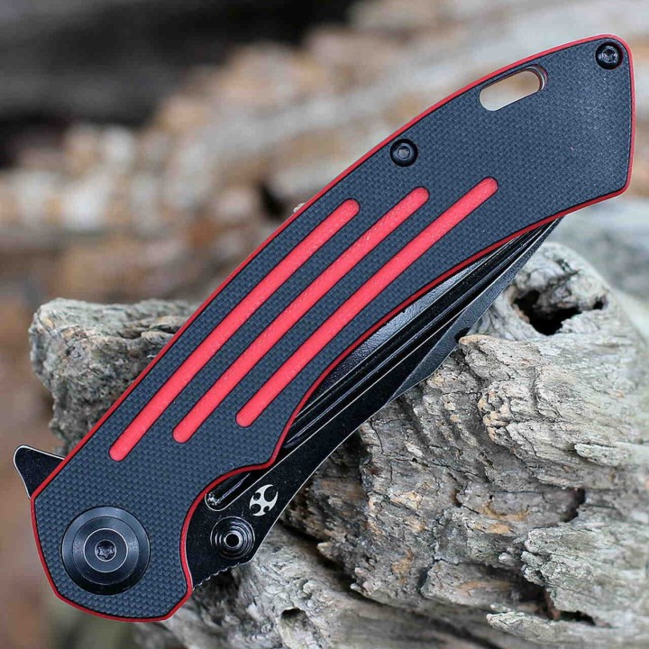 Couteau Kansept Pretatout Black&Red Manche G10 Lame Acier 154CM IKBS Linerlock Clip KT1032A1 - Livraison Gratuite