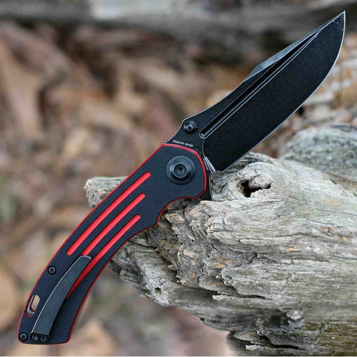 Couteau Kansept Pretatout Black&Red Manche G10 Lame Acier 154CM IKBS Linerlock Clip KT1032A1 - Livraison Gratuite