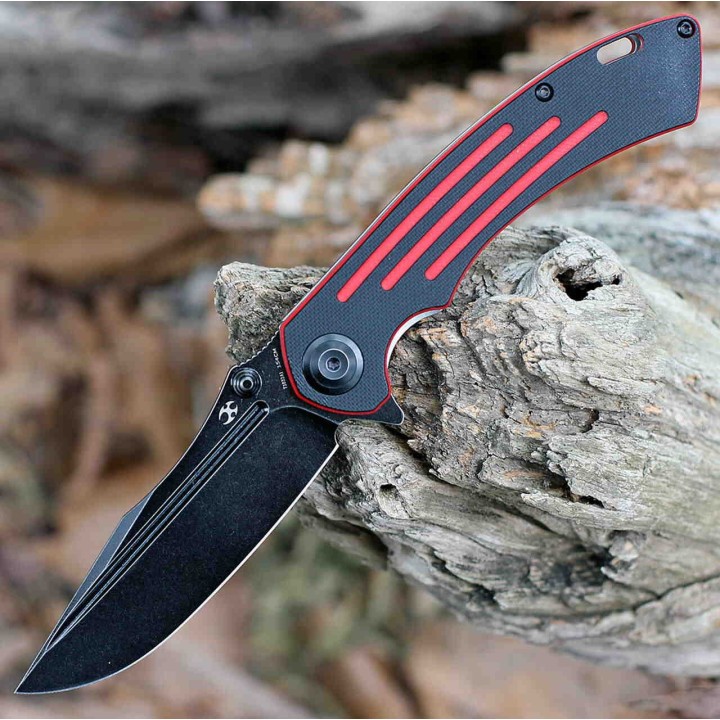 Couteau Kansept Pretatout Black&Red Manche G10 Lame Acier 154CM IKBS Linerlock Clip KT1032A1 - Livraison Gratuite