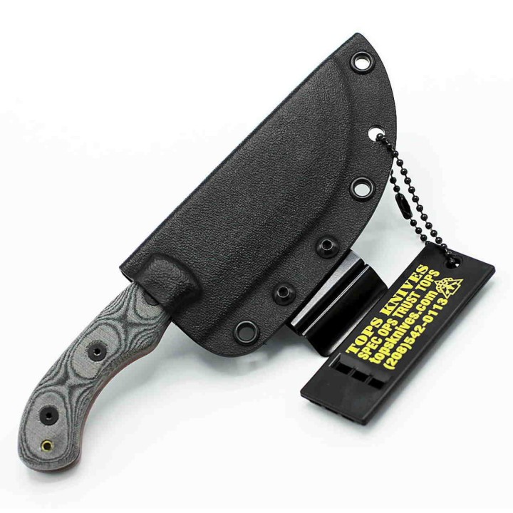 Couteau Tops Mini Tom Brown Tracker Camo Lame Carbone 1095 Etui Kydex Made In USA TPTBT040CAMO - Livraison Gratuite