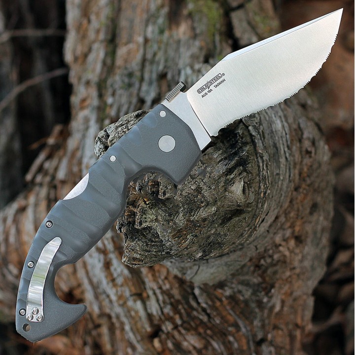 Couteau Cold Steel Spartan Serrated Lame Acier AUS-10 Manche Polymère Lockback Clip CS21SS - Livraison Gratuite
