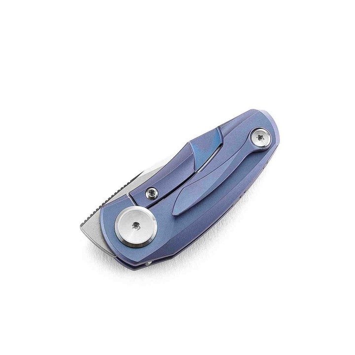 Couteau Bestech Tulip Blue Manche Titane Lame Tanto Acier M390 IKBS Framelock BTKT1913B - Livraison Gratuite
