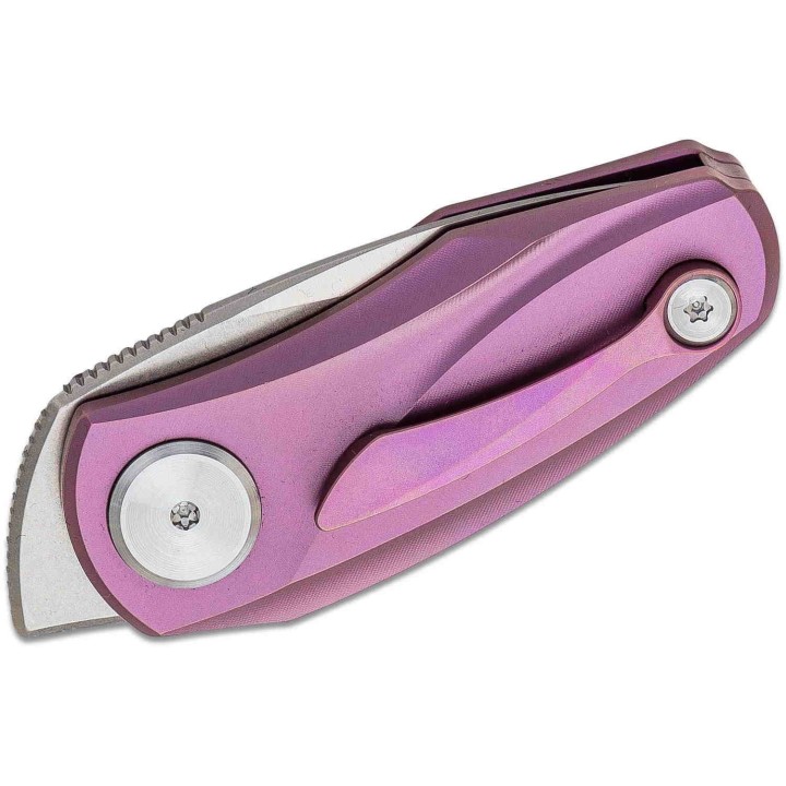 Couteau Bestech Tulip Purple Manche Titane Lame Tanto Acier M390 IKBS Framelock BTKT1912C - Livraison Gratuite