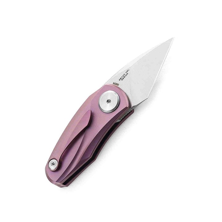 Couteau Bestech Tulip Purple Manche Titane Lame Tanto Acier M390 IKBS Framelock BTKT1912C - Livraison Gratuite