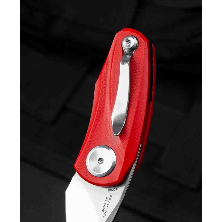 Couteau Bestech Tulip Red Lame Tanto Acier 14C28N Manche G10 IKBS Linerlock Clip BTKG38B - Livraison Gratuite