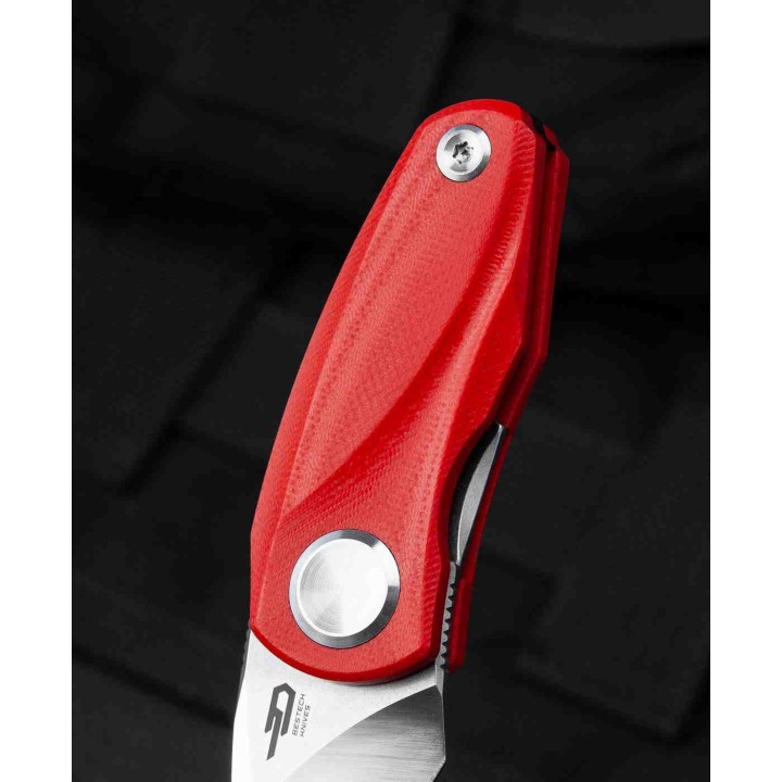 Couteau Bestech Tulip Red Lame Tanto Acier 14C28N Manche G10 IKBS Linerlock Clip BTKG38B - Livraison Gratuite