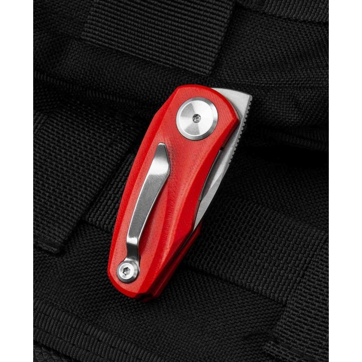 Couteau Bestech Tulip Red Lame Tanto Acier 14C28N Manche G10 IKBS Linerlock Clip BTKG38B - Livraison Gratuite