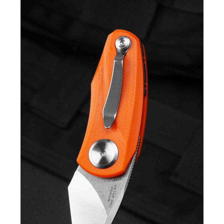 Couteau Bestech Tulip Orange Lame Tanto Acier 14C28N Manche G10 IKBS Linerlock Clip BTKG38C - Livraison Gratuite