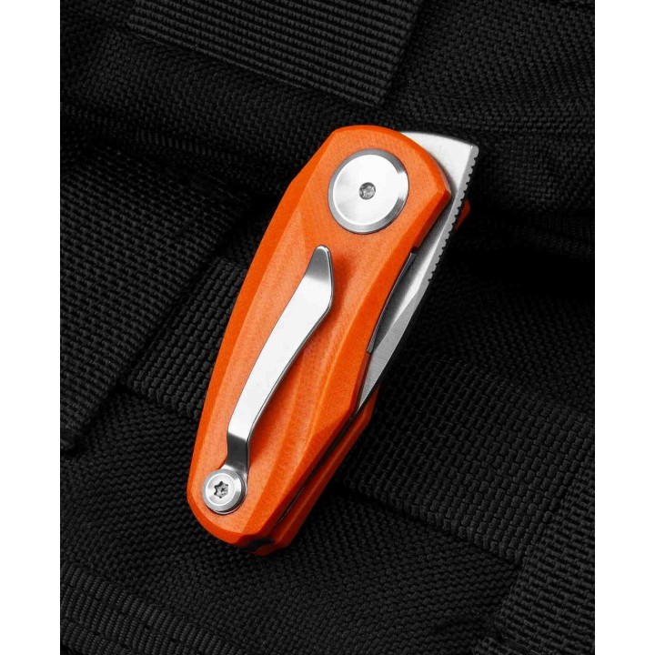 Couteau Bestech Tulip Orange Lame Tanto Acier 14C28N Manche G10 IKBS Linerlock Clip BTKG38C - Livraison Gratuite