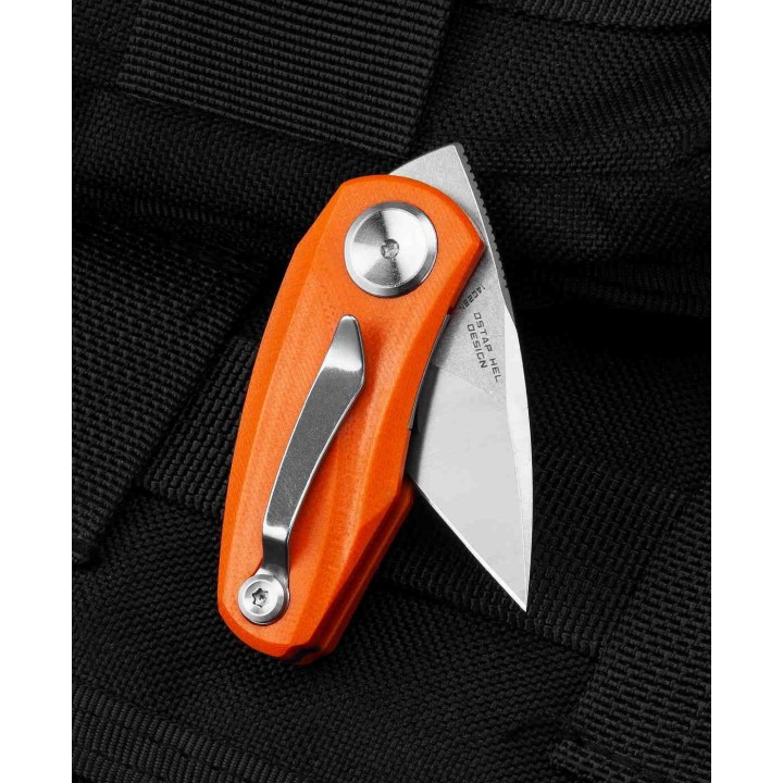 Couteau Bestech Tulip Orange Lame Tanto Acier 14C28N Manche G10 IKBS Linerlock Clip BTKG38C - Livraison Gratuite