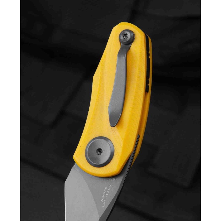 Couteau Bestech Tulip Yellow Lame Tanto Acier 14C28N Manche G10 IKBS Linerlock Clip BTKG38F - Livraison Gratuite