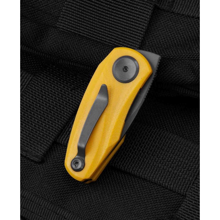 Couteau Bestech Tulip Yellow Lame Tanto Acier 14C28N Manche G10 IKBS Linerlock Clip BTKG38F - Livraison Gratuite