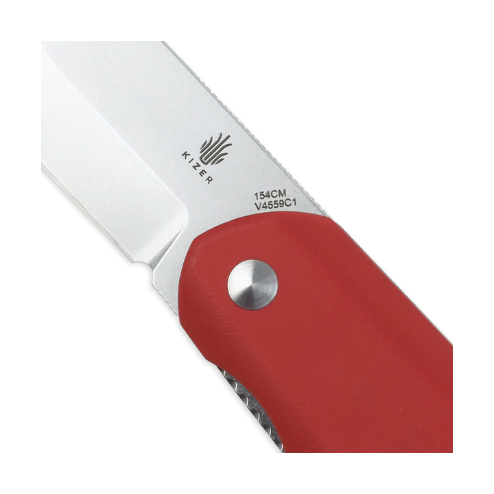 Couteau Kizer Comfort Red Lame Acier 154CM Manche G10 Linerlock Clip KIV4559C1 - Livraison Gratuite