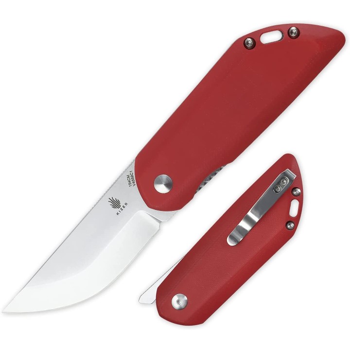 Couteau Kizer Comfort Red Lame Acier 154CM Manche G10 Linerlock Clip KIV4559C1 - Livraison Gratuite