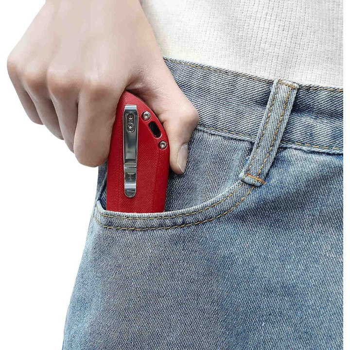 Couteau Kizer Comfort Red Lame Acier 154CM Manche G10 Linerlock Clip KIV4559C1 - Livraison Gratuite