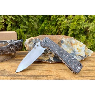 Couteau QSP Hawk Copper Foil Manche Fibre de Carbone/Cuivre Lame Acier S35VN IKBS Linerlock Clip QS131T - Livraison Gratuite