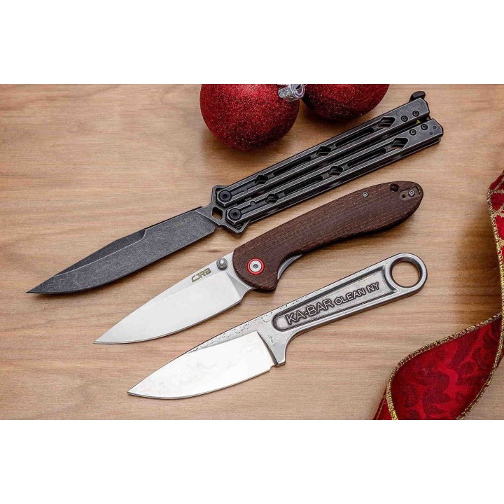 Couteau Kershaw Lucha Balisong Butterfly Stonewash Lame Acier 14C28N Manche Acier KIVT Made In USA KS5150BW - Livraison Gratuite