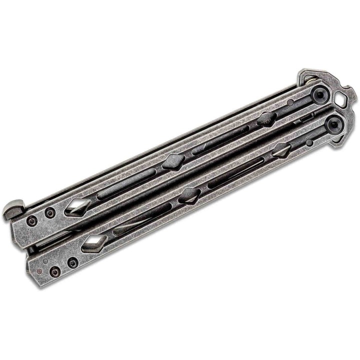 Couteau Kershaw Lucha Balisong Butterfly Stonewash Lame Acier 14C28N Manche Acier KIVT Made In USA KS5150BW - Livraison Gratuite
