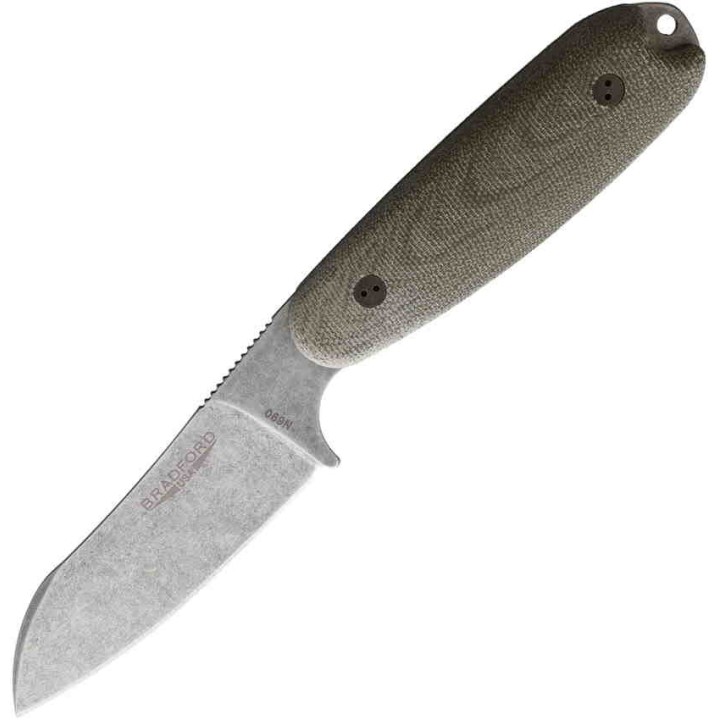 BRAD35SF102 Couteau Bradford Guardian 3.5 Sheepsfoot Od Green Lame Acier N690 Etui Cuir USA - Livraison Gratuite