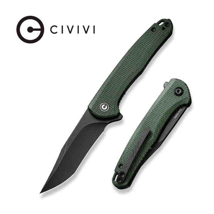 Couteau CIVIVI Mini Sandbar Green Lame Acier Nitro-V Black Manche Micarta IKBS Linerlock Clip CIVC200113 - Livraison Gratuite