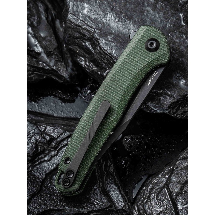 Couteau CIVIVI Mini Sandbar Green Lame Acier Nitro-V Black Manche Micarta IKBS Linerlock Clip CIVC200113 - Livraison Gratuite