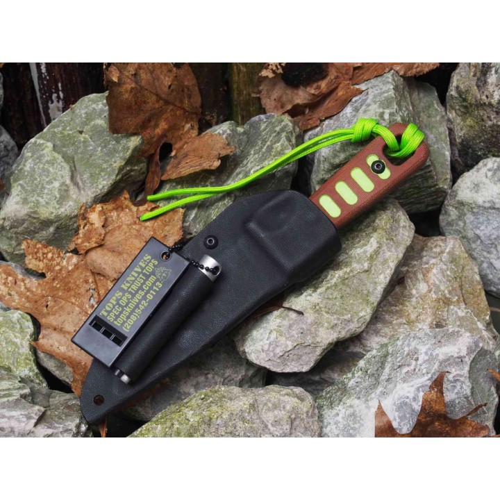 Couteau Tops Lite Trekker Survival Tan Lame Acier 1095 Manche Micarta Etui Kydex Firestarter USA TPTLT0SG - Livraison Gratuite
