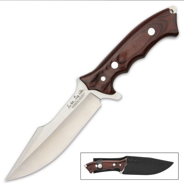 Couteau Hibben Legacy Fighter IV Lame Acier 5Cr15MoV Manche Pakkawood Etui Cuir GH5112 - Livraison Gratuite