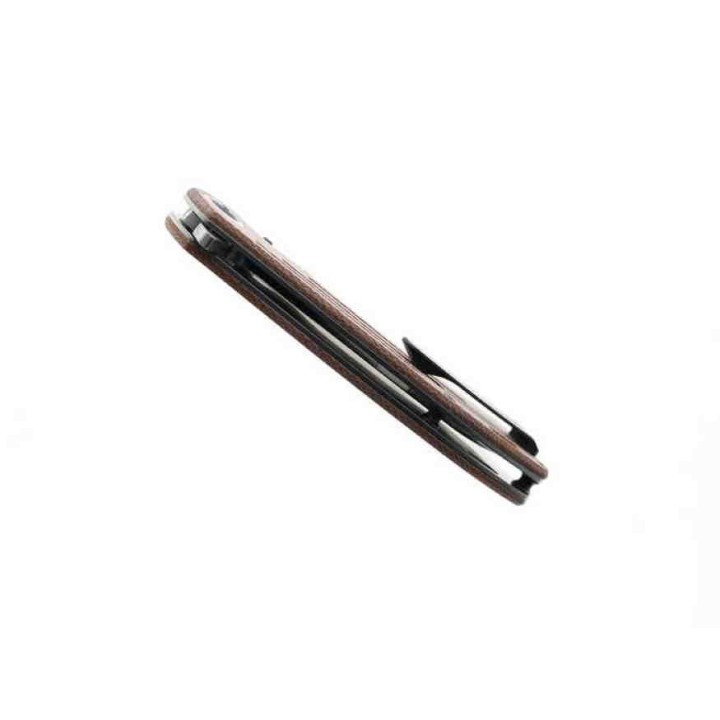 Couteau Kansept Pretatout Brown Manche Micarta Lame Tanto Acier 154CM IKBS Linerlock Clip KT1032TI - Livraison Gratuite
