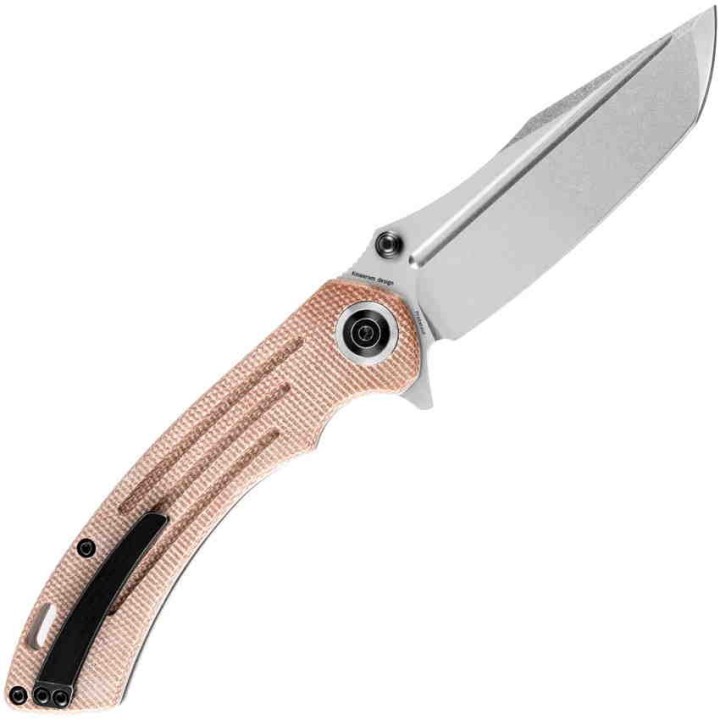 Couteau Kansept Pretatout Brown Manche Micarta Lame Tanto Acier 154CM IKBS Linerlock Clip KT1032TI - Livraison Gratuite