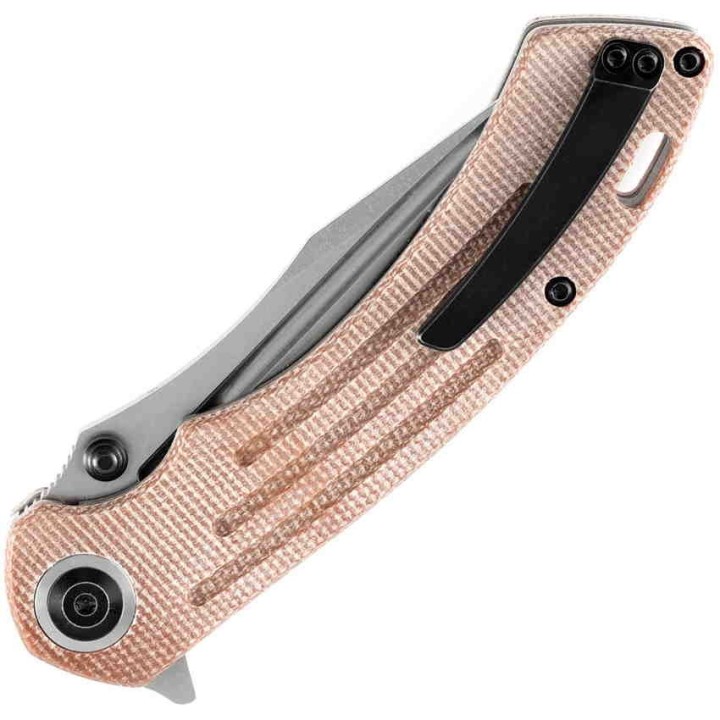 Couteau Kansept Pretatout Brown Manche Micarta Lame Tanto Acier 154CM IKBS Linerlock Clip KT1032TI - Livraison Gratuite